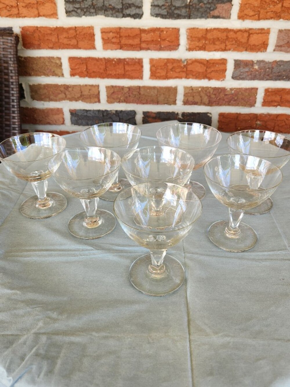 Vintage MCM Crystal Etched Champagne/Sherbet Glasses Set of 8